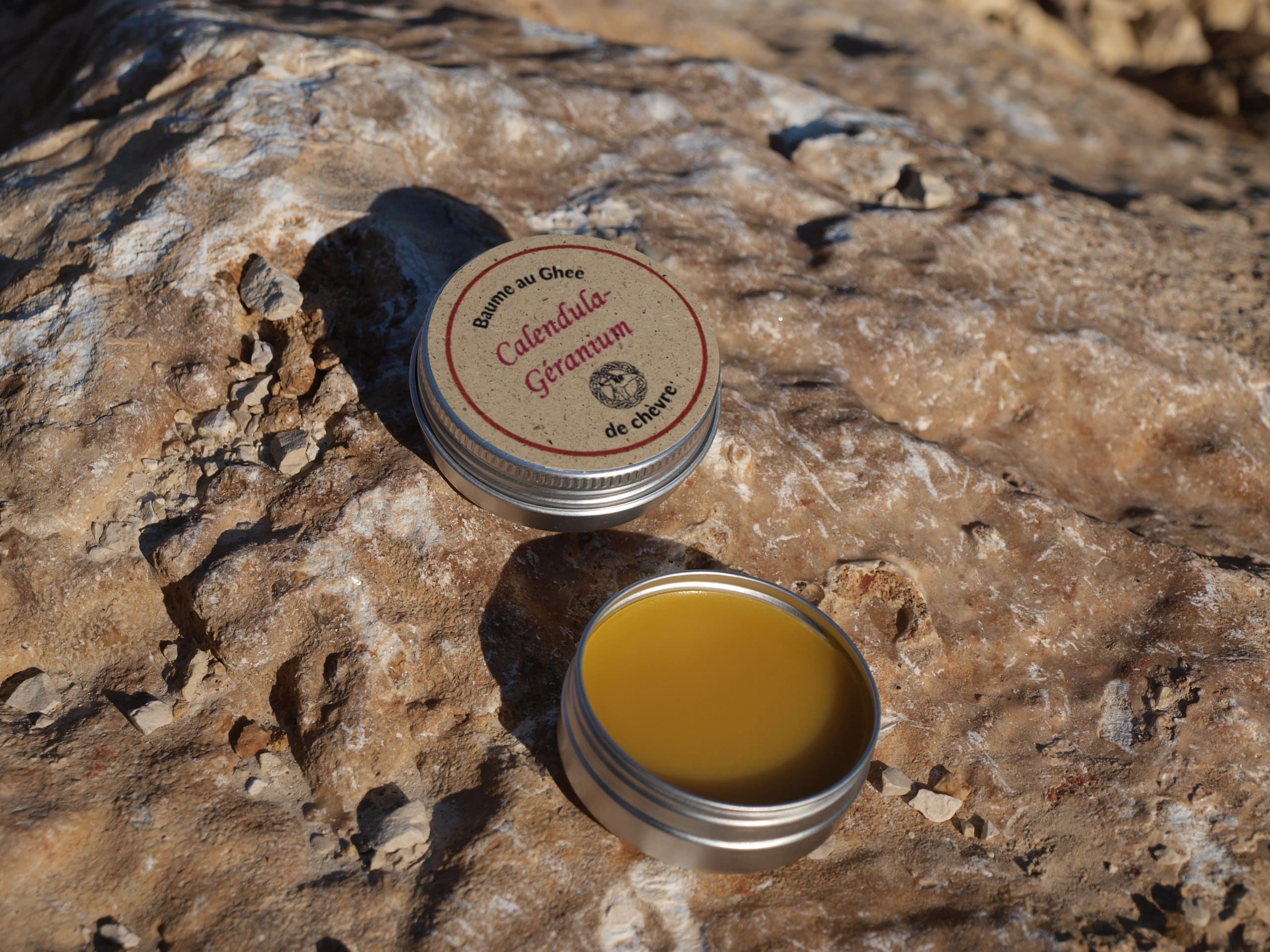 Baume ghee de chèvre (beurre clarifié) au calendula et à l'huile essentielle de geranium